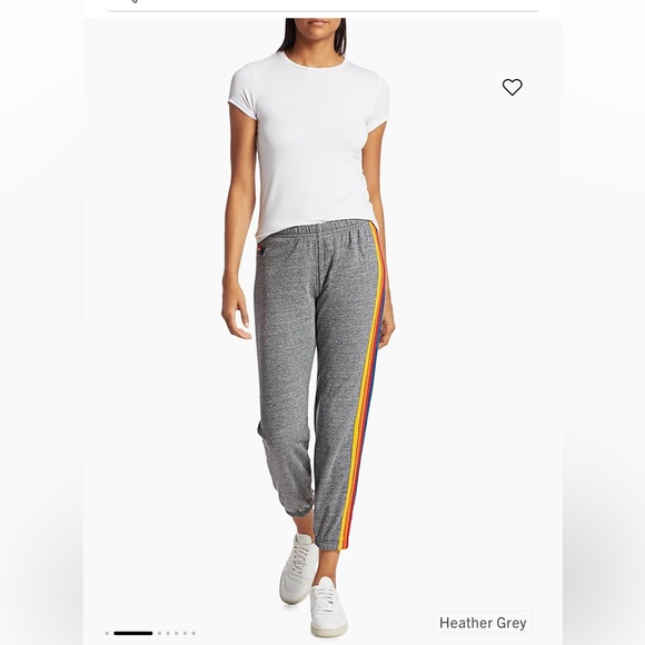 Aviator Nation 5 Stripe Sweatpants Heather Gray Large *Flawed - Picture 8 of 9